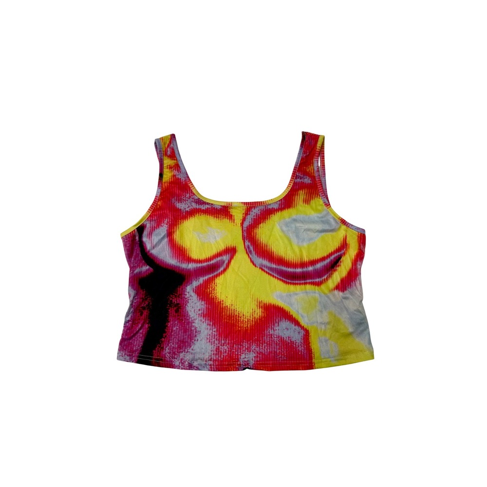 SHEIN Curve Women 2XL Thermal Print Crop Top Multicolor Square Neck Sleeveless